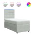 Cama box spring con colchón terciopelo gris claro 90x190