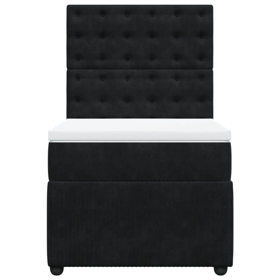 Cama box spring con colchón cuero sintético negro 90x190