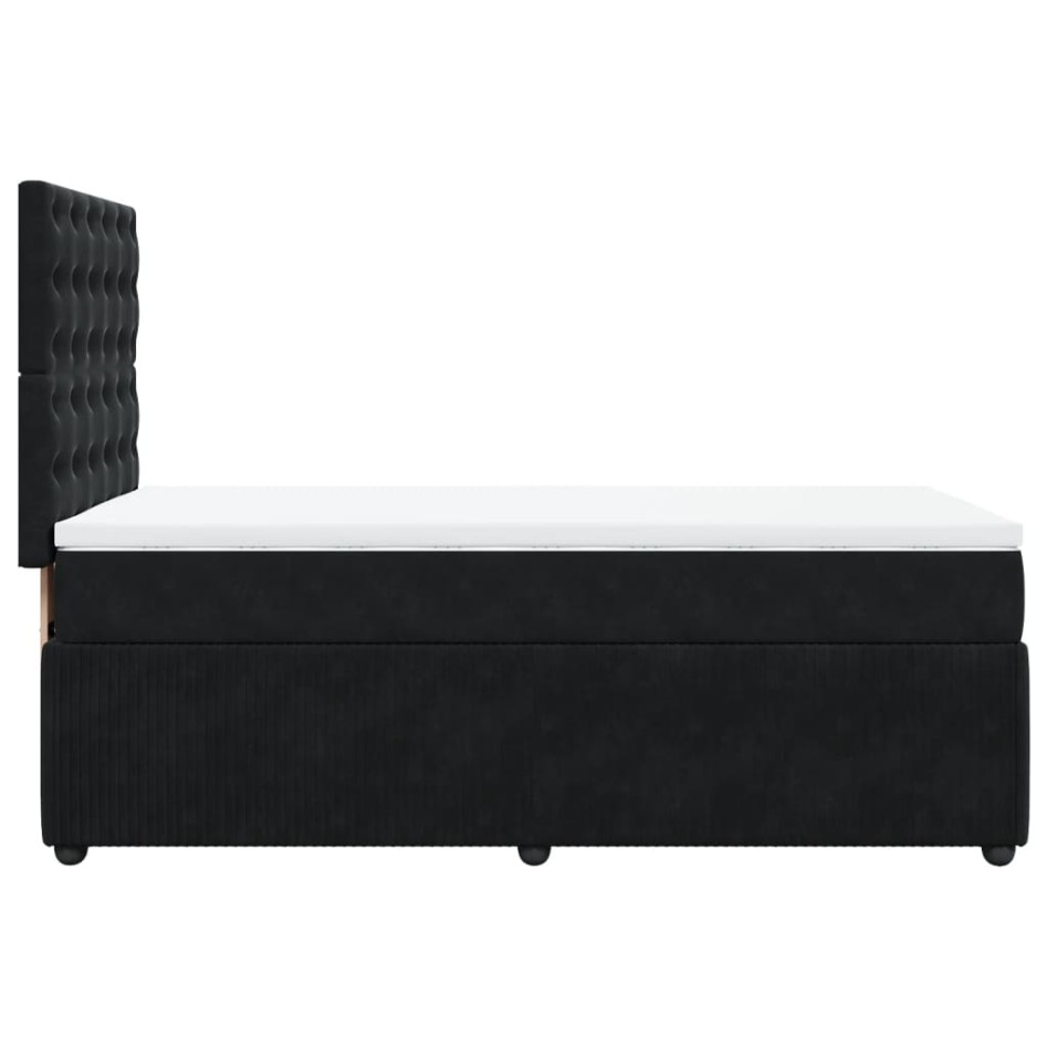Cama box spring con colchón cuero sintético negro 90x190