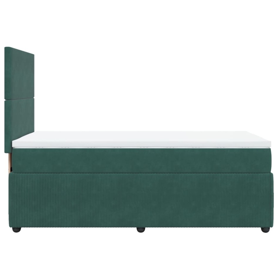 Cama box spring con colchón terciopelo verde oscuro 90x200