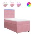 Cama box spring con colchón terciopelo rosa 90x200
