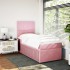 Cama box spring con colchón terciopelo rosa 90x200