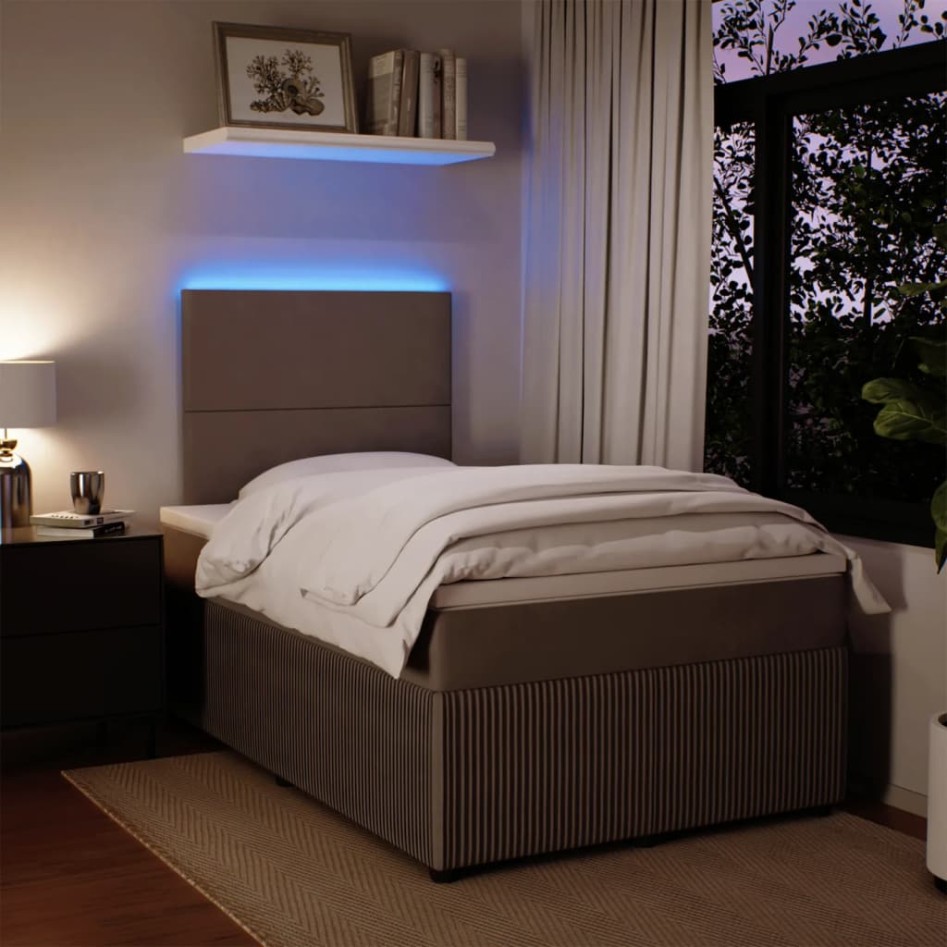 Cama box spring con colchón terciopelo gris claro 120x200