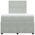 Cama box spring con colchón terciopelo gris claro 120x200