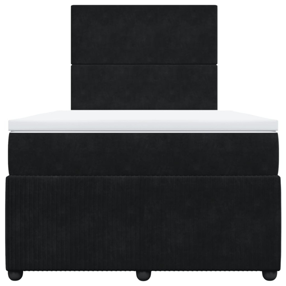Cama box spring con colchón terciopelo negro 120x200