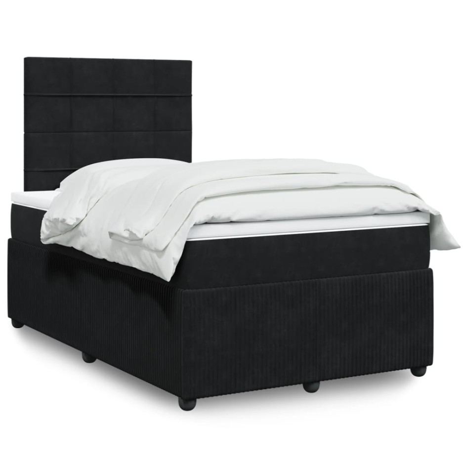 Cama box spring con colchón terciopelo negro 120x200