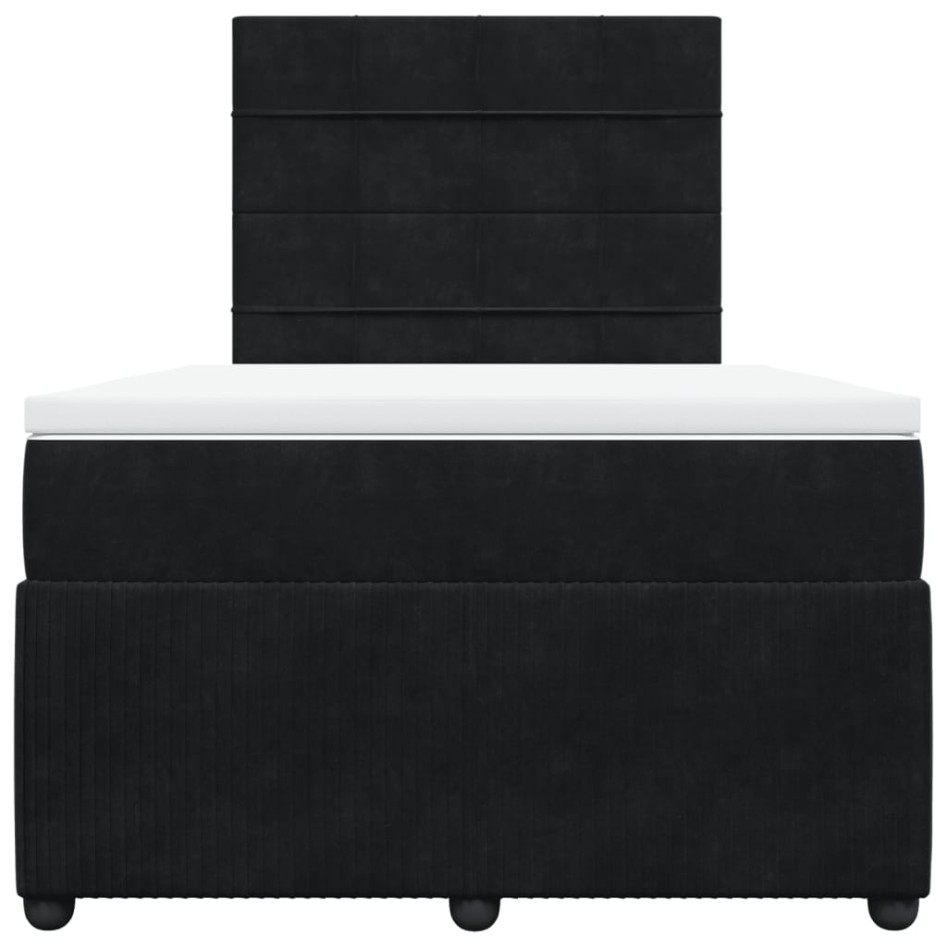 Cama box spring con colchón terciopelo negro 120x200