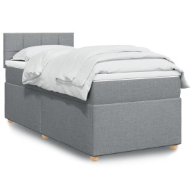 Cama box spring con colchón tela gris claro 80x200