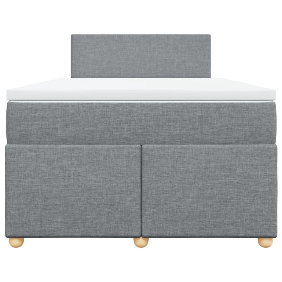 Cama box spring con colchón tela gris claro 120x200