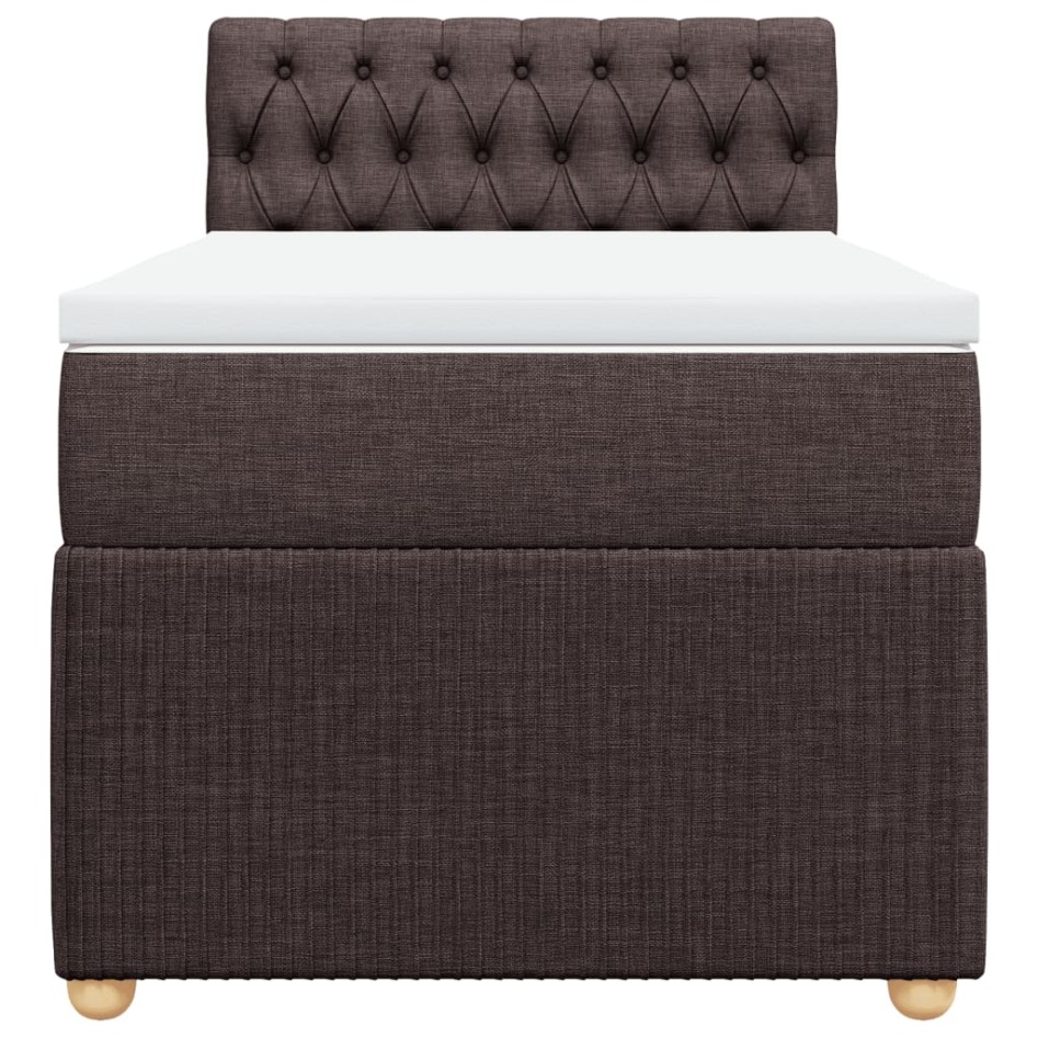 Cama box spring con colchón tela marrón oscuro 90x190