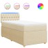 Cama box spring con colchón tela color crema 90x190