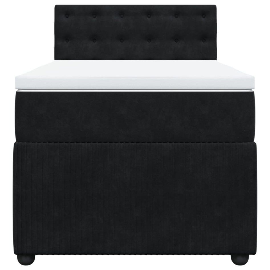 Cama box spring con colchón terciopelo negro 80x200