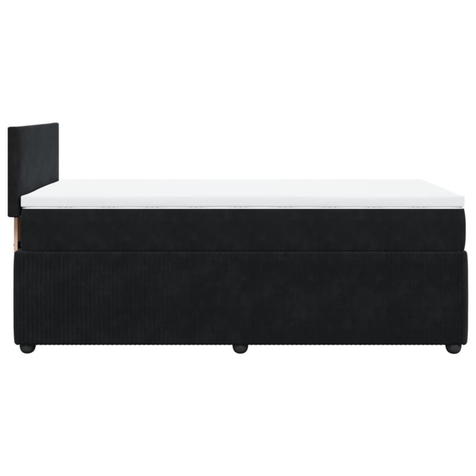 Cama box spring con colchón cuero sintético negro 90x190