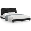 Estructura cama cabecero cuero sintético negro blanco 120x200cm