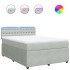 Cama box spring con colchón terciopelo gris claro 160x200