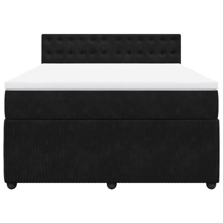 Cama box spring con colchón terciopelo negro 160x200
