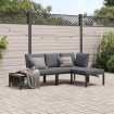 Set de sofás de jardín con cojines 3 piezas aluminio negro