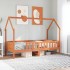 Cama con forma de casa de niños madera maciza marrón 90x190