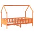 Cama con forma de casa de niños madera maciza marrón 90x190