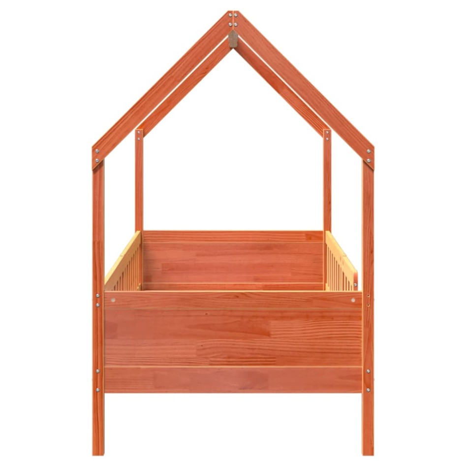 Cama con forma de casa de niños madera maciza marrón 90x190