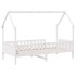 Cama con forma de casa de niños madera maciza blanca 90x200