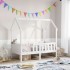 Cama con forma de casa para niños madera maciza blanco