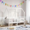 Cama con forma de casa para niños madera maciza blanco 70x140cm