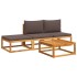 Set sofás de jardín con cojines 4 pzas madera maciza de