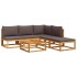 Set de sofás de jardín con cojines 6 pzas madera maciza