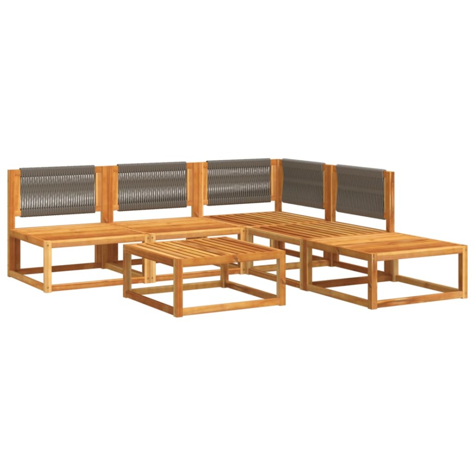 Set de sofás de jardín con cojines 6 pzas madera maciza