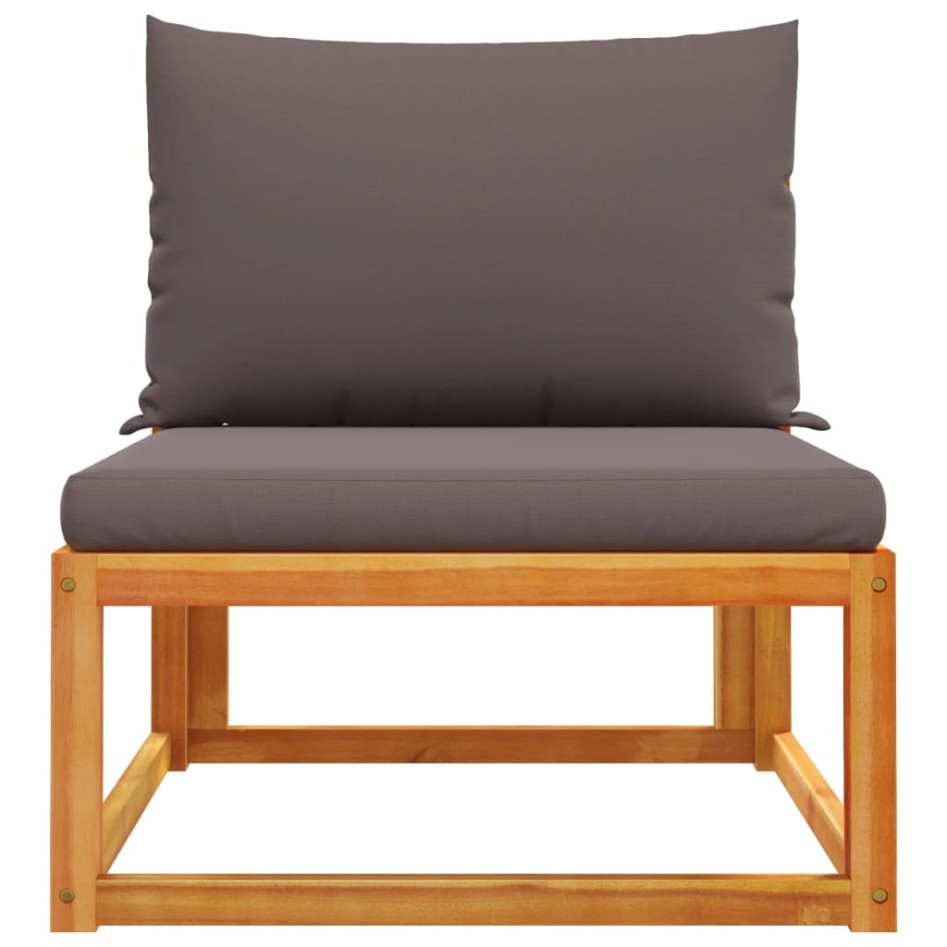 Sofá jardín sin reposabrazos con cojines madera maciza