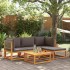 Set de sofás de jardín con cojines 5 pzas madera maciza