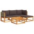 Set de sofás de jardín con cojines 5 pzas madera maciza