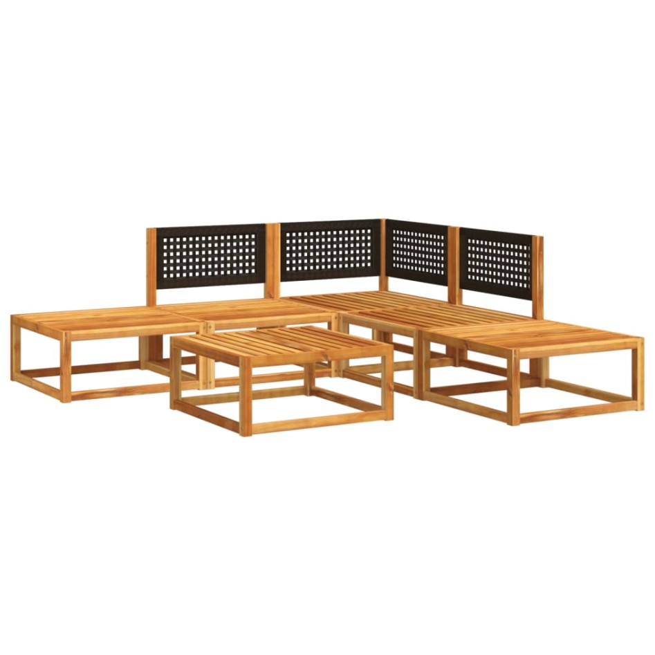 Set de sofás de jardín con cojines 6 pzas madera maciza