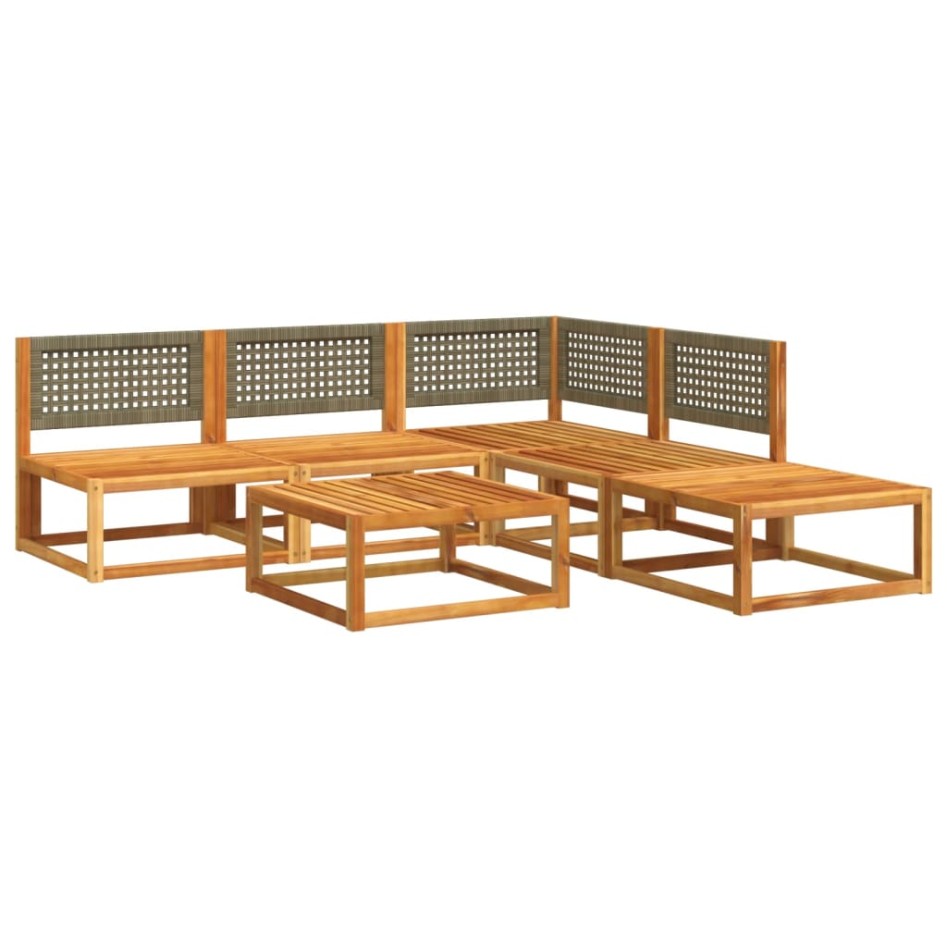 Set de sofás de jardín con cojines 6 pzas madera maciza