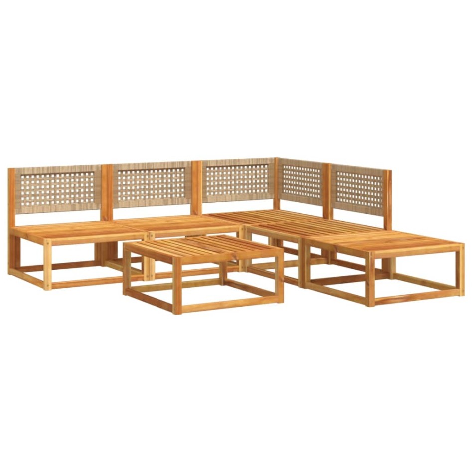 Set de sofás de jardín con cojines 6 pzas madera maciza