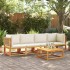 Set sofás de jardín con cojines 4 pzas madera maciza de