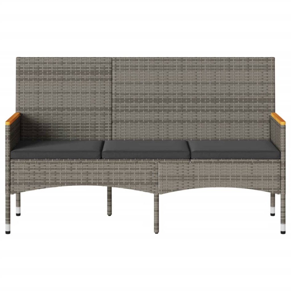 Banco de jardín 3 plazas con cojines ratán sintético