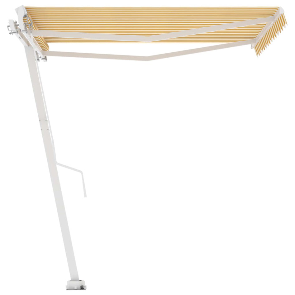 Toldo de pie manual retráctil amarillo y blanco 350x250