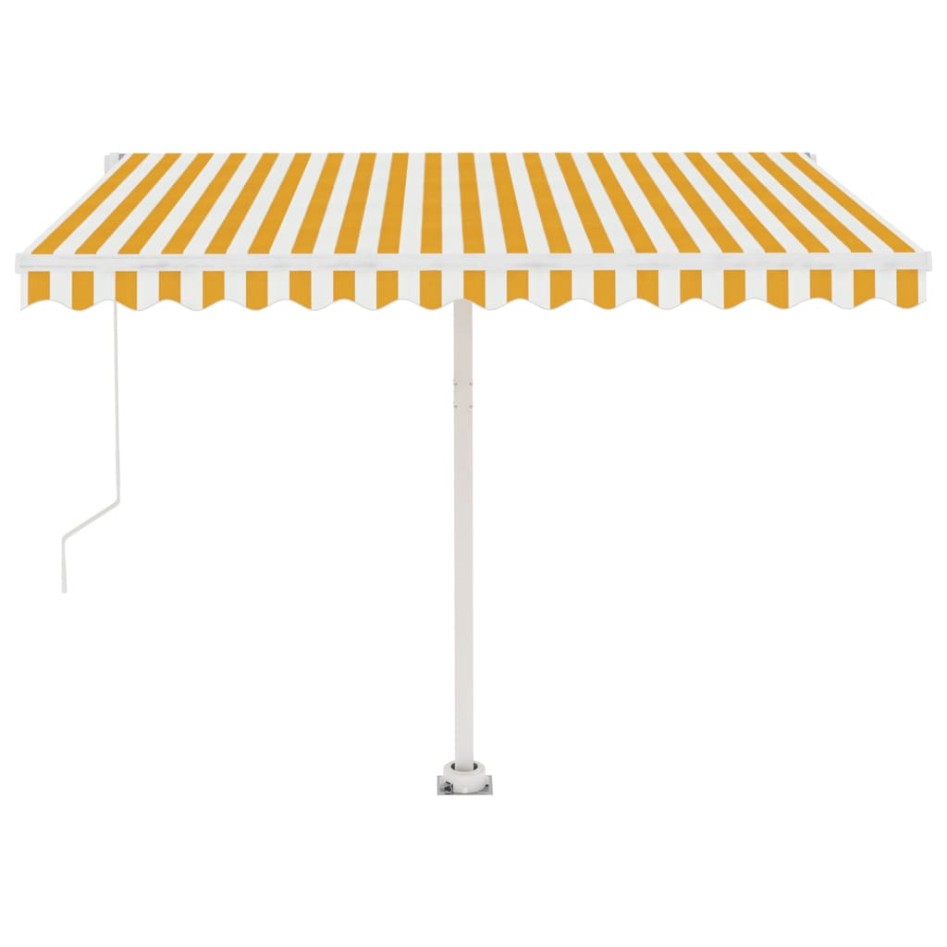 Toldo de pie manual retráctil amarillo y blanco 350x250