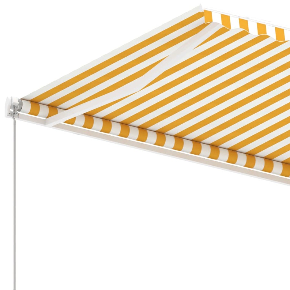 Toldo de pie manual retráctil amarillo y blanco 350x250