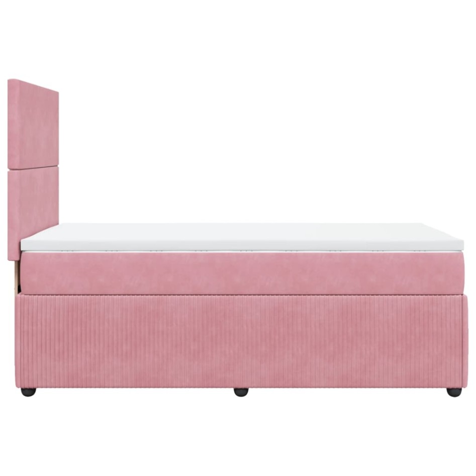 Cama box spring con colchón terciopelo rosa 100x200