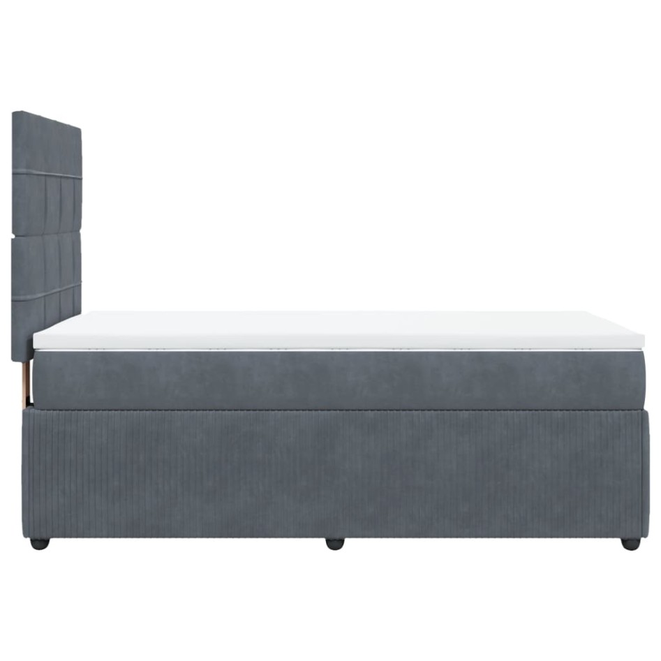 Cama box spring con colchón terciopelo gris oscuro 100x200