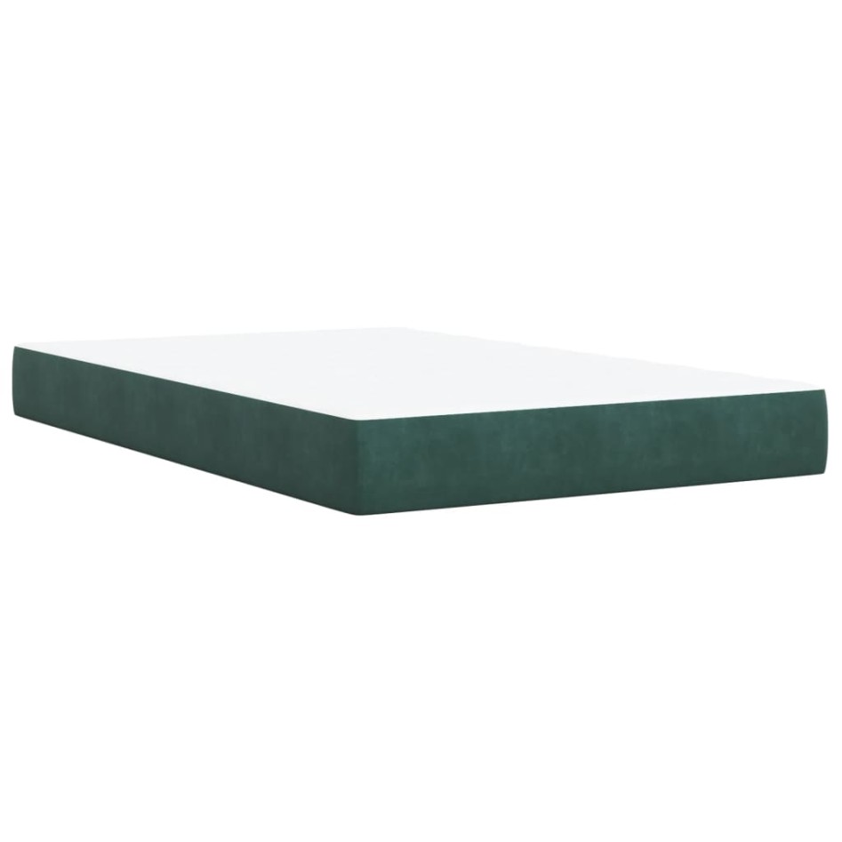 Cama box spring con colchón terciopelo verde oscuro 120x200