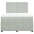 Cama box spring con colchón terciopelo gris claro 140x200