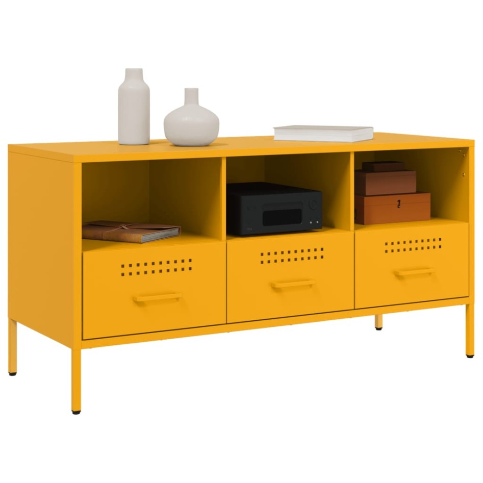 Mueble para TV acero amarillo mostaza 100,5x39x50,5
