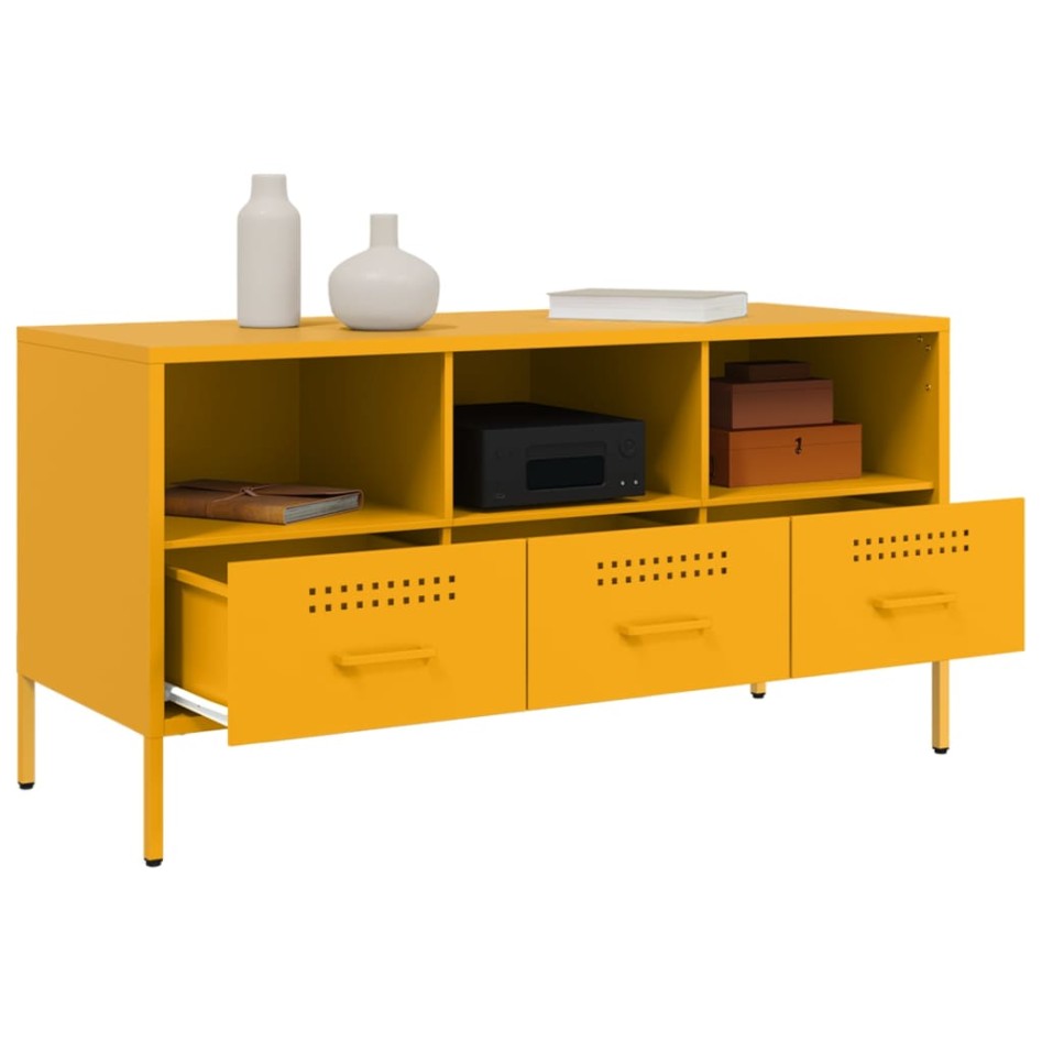 Mueble para TV acero amarillo mostaza 100,5x39x50,5