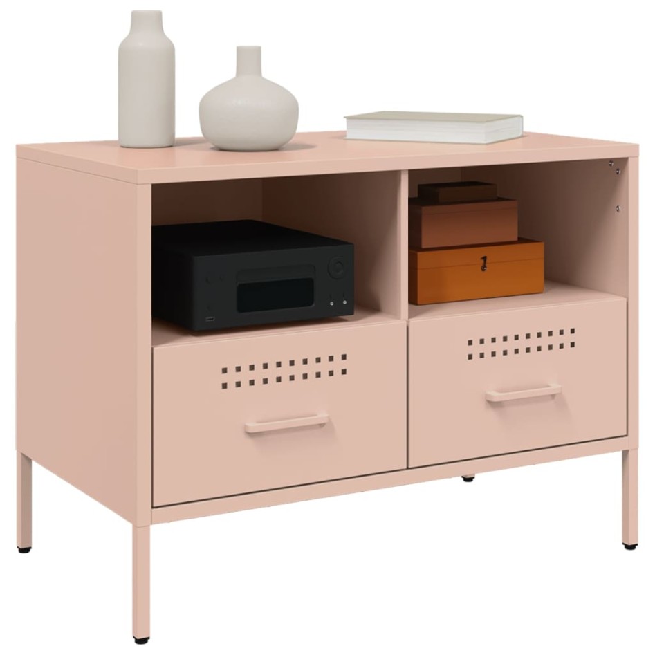 Muebles para TV 2 unidades acero rosa 68x39x50,5