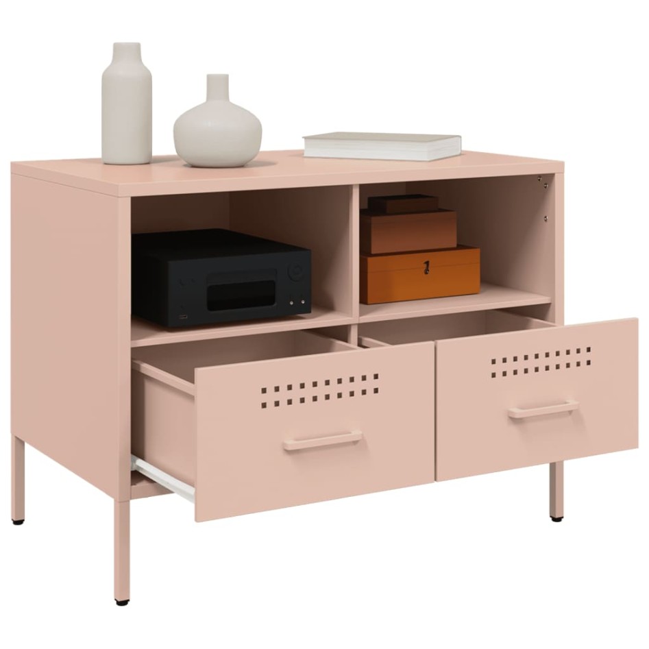 Muebles para TV 2 unidades acero rosa 68x39x50,5