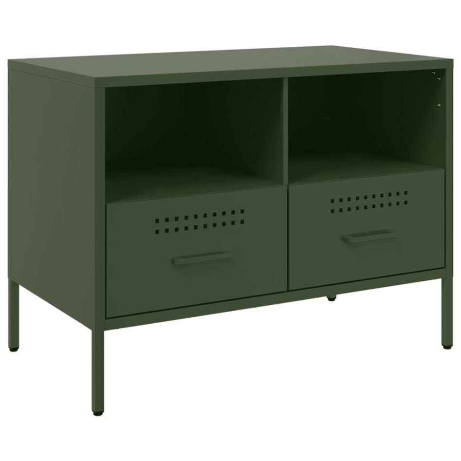 Muebles para TV 2 unidades acero verde oliva 68x39x50,5